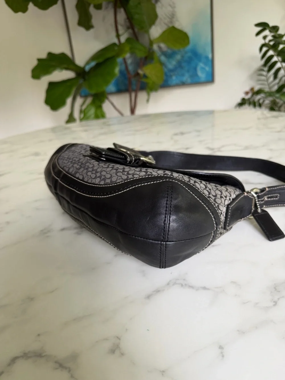 COACH Vintage Y2K Soho Signature Large Flap Shoulder Bag F10926 Black Leather - Picture 8 of 16